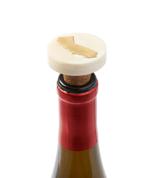 California Wine Cork Bottle Stopper - Bone, Brass State
