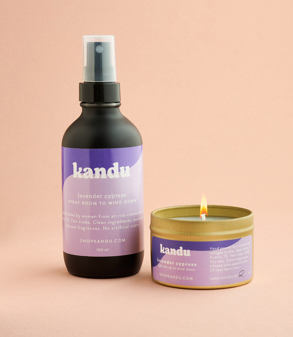 Lavender Cypress Room Spray and Candle Gift Set