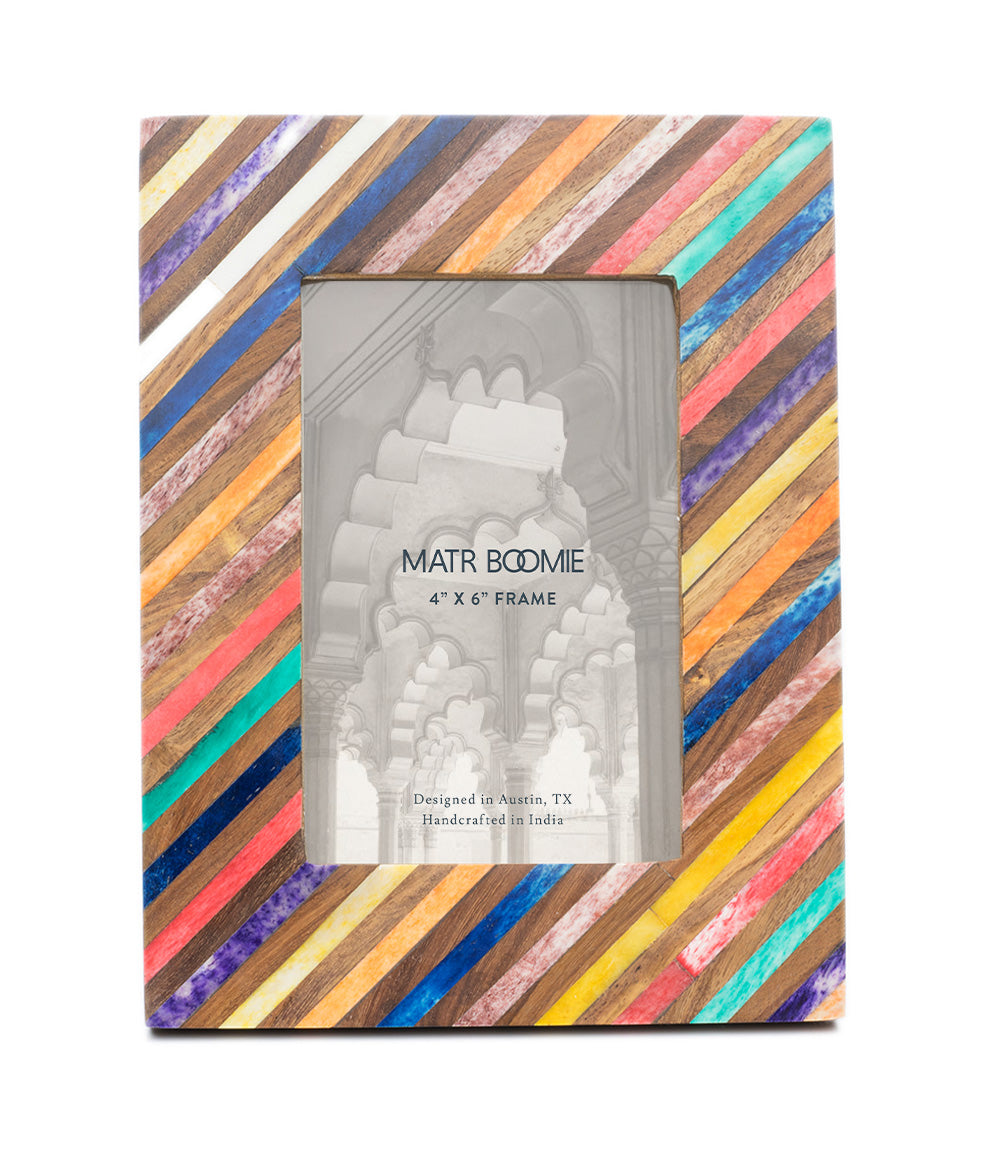 Banka Mundi 4x6 Multicolor Picture Frame - Bone, Wood Handmade