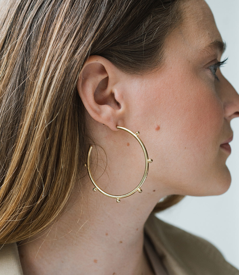 Bhavani Gold Dot Hoop Earrings