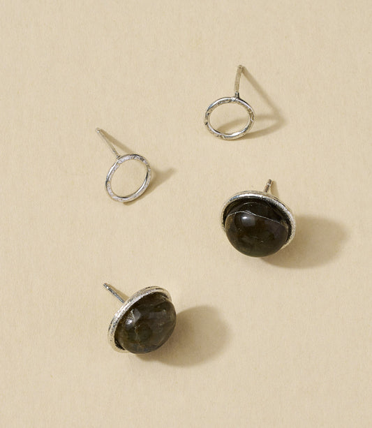 Indali Labradorite Stud Earrings - Set of 2 Semi Precious