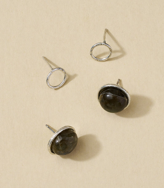 Indali Labradorite Semiprecious Stud Earrings - Set of 2