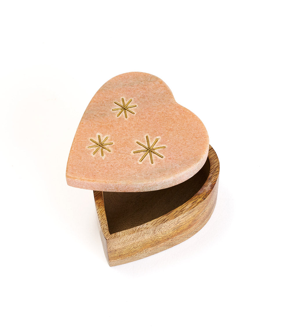 Jaipuri Heart Keepsake Box - Pink Carved Marble