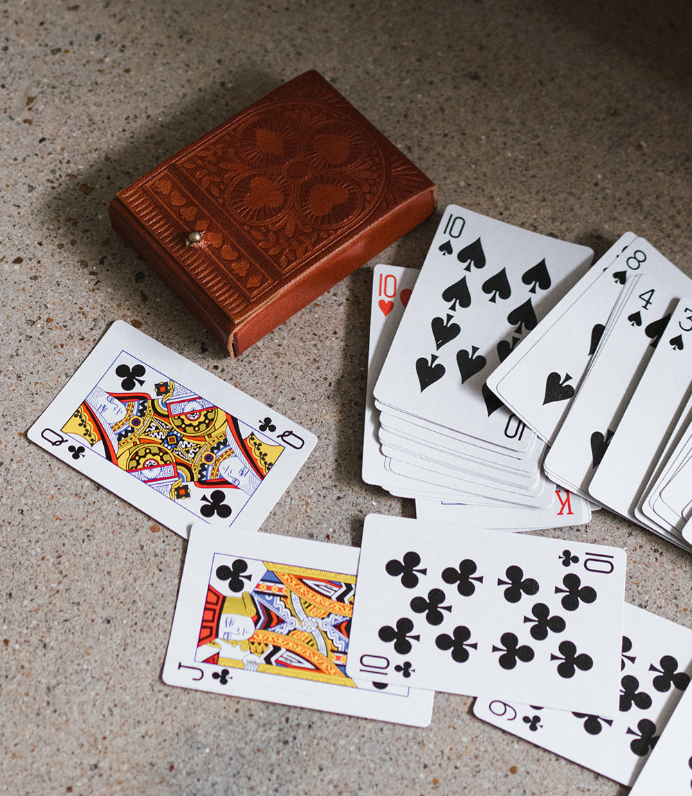 Embossed Leather Playing Cards Set