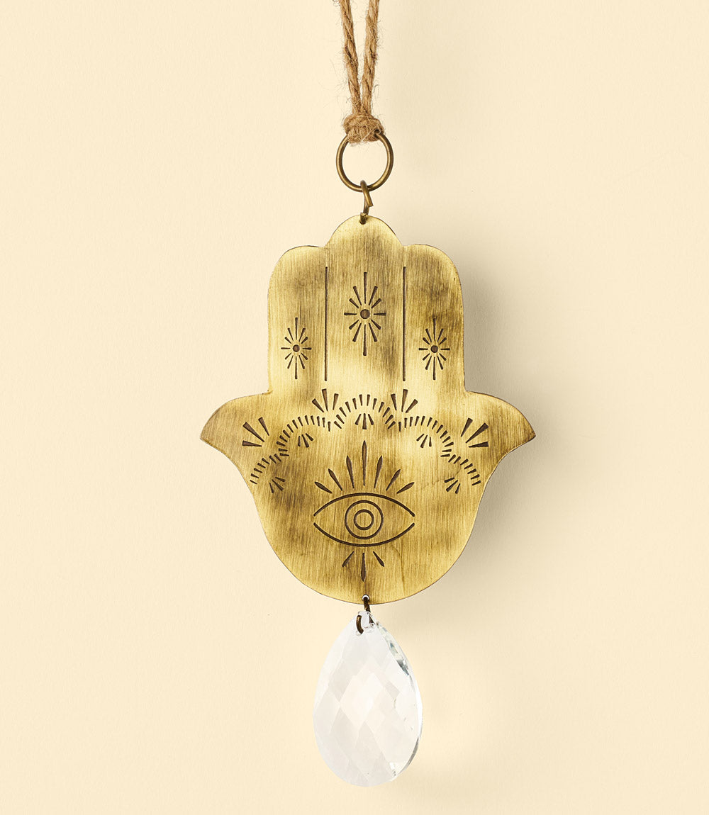 Surya Hamsa Engraved Brass Suncatcher