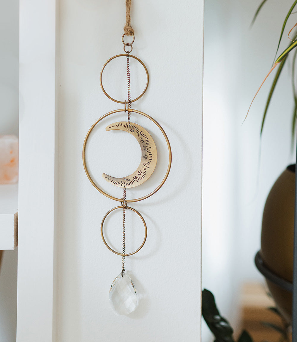 Surya Crescent Moon Brass Suncatcher