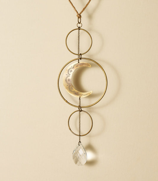 Surya Crescent Moon Brass Suncatcher