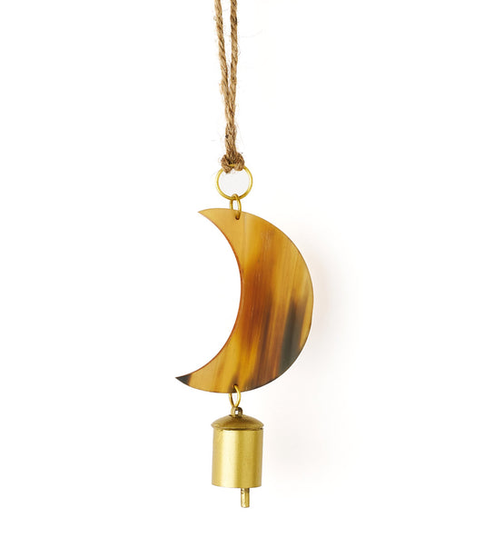 Chayana Moon Bell Wind Chime - Carved Horn, Hand Tuned