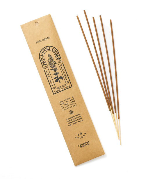 Patchouli Cedar Incense - 10 sticks, low smoke