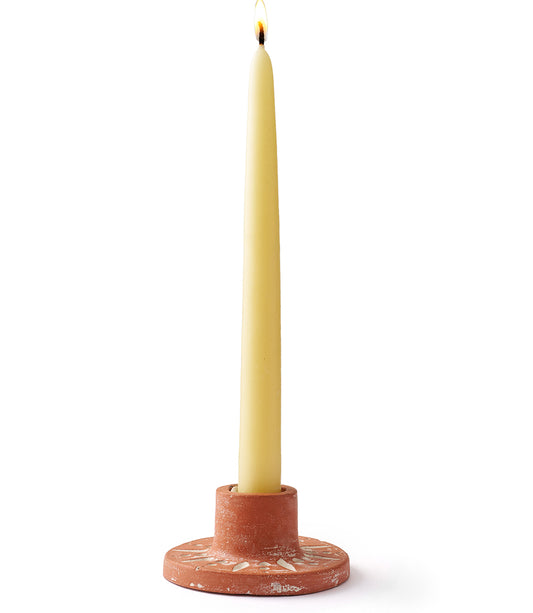 Daksha Full Moon Taper Candle Holder - terracotta