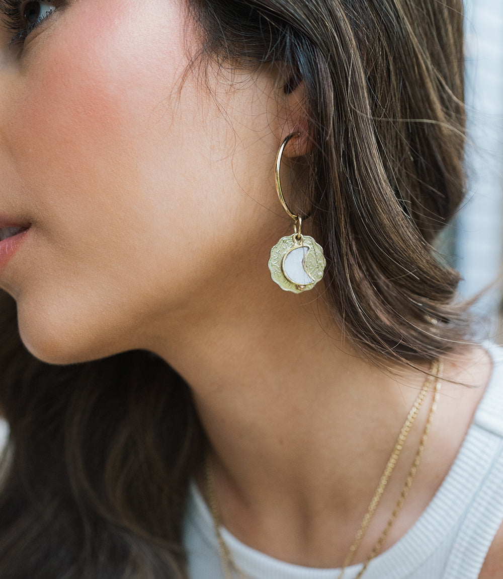 Sikka Coin Dangle Hoop Earrings - sustainable jewelry