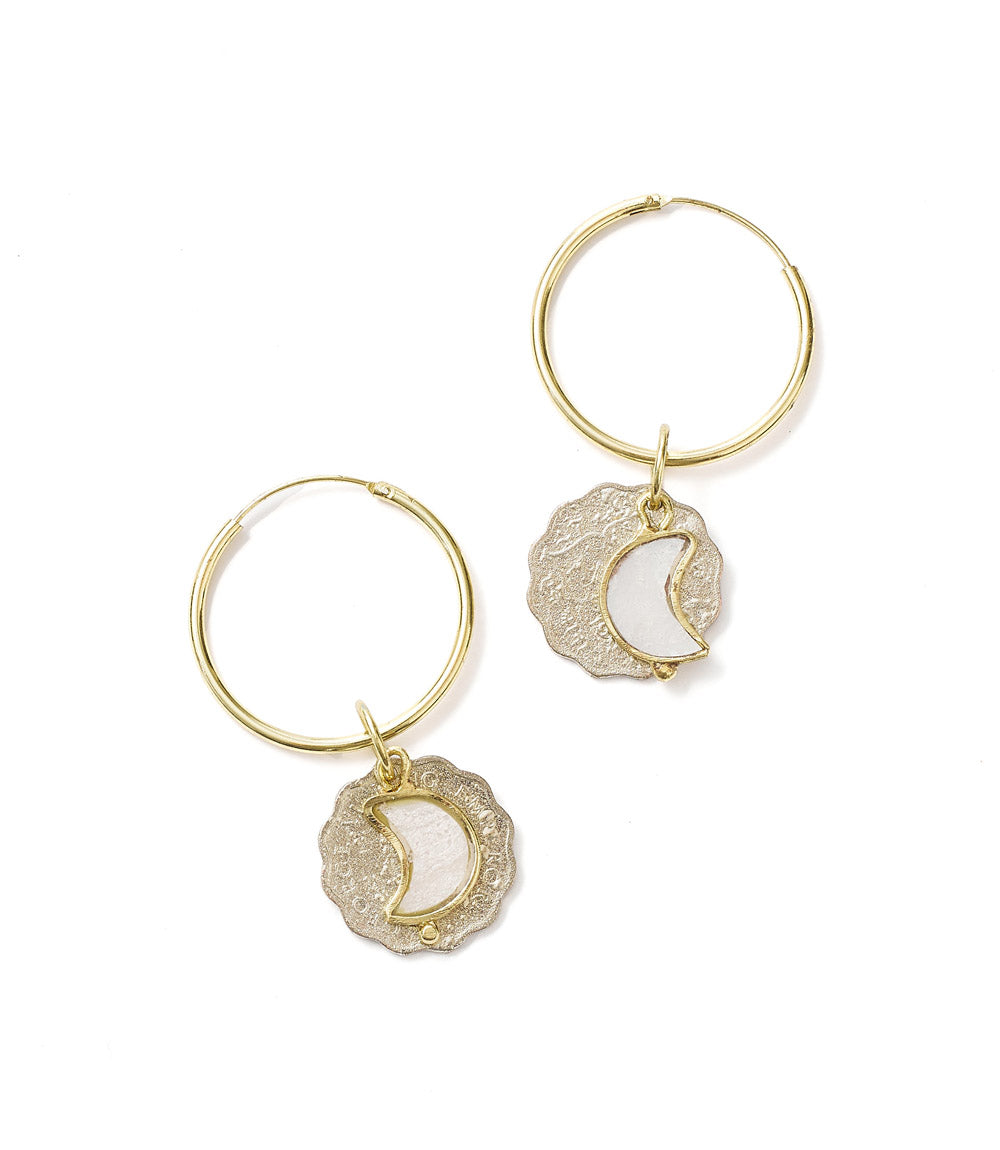 Sikka Coin Dangle Hoop Earrings - sustainable jewelry
