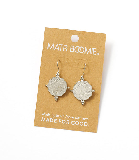 Sikka Silver Coin Drop Earrings - sustainable jewelry