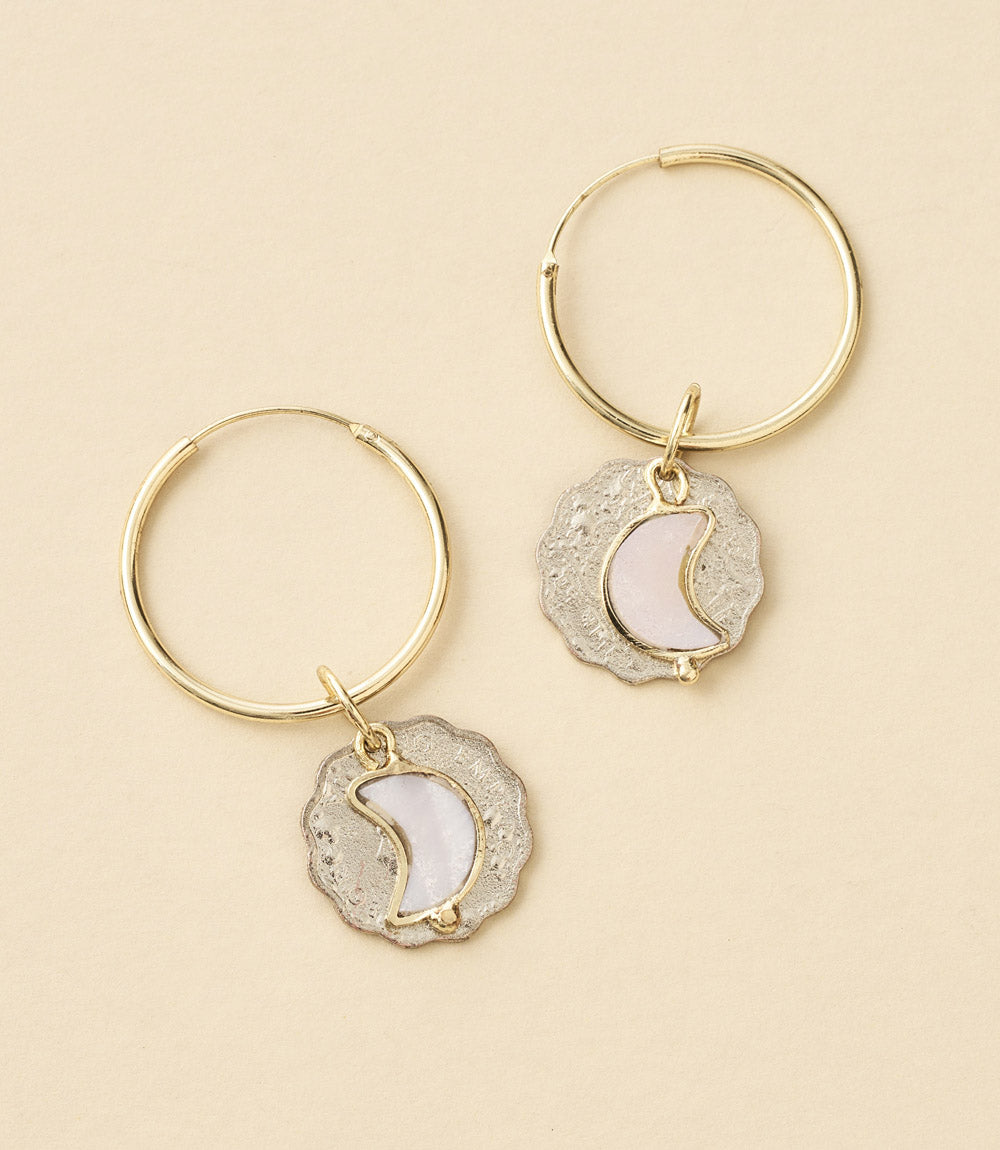 Sikka Coin Dangle Hoop Earrings - sustainable jewelry