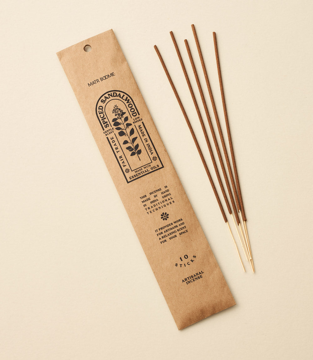 Spiced Sandalwood Incense - 10 sticks, low smoke