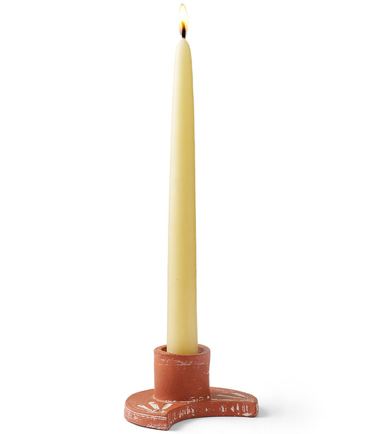 Daksha Crescent Moon Taper Candle Holder - terracotta