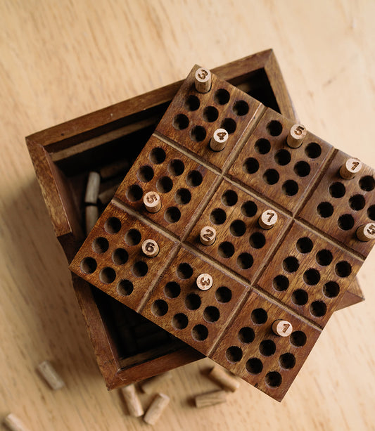 Sudoku Wooden Peg Game - Hand Carved Wood