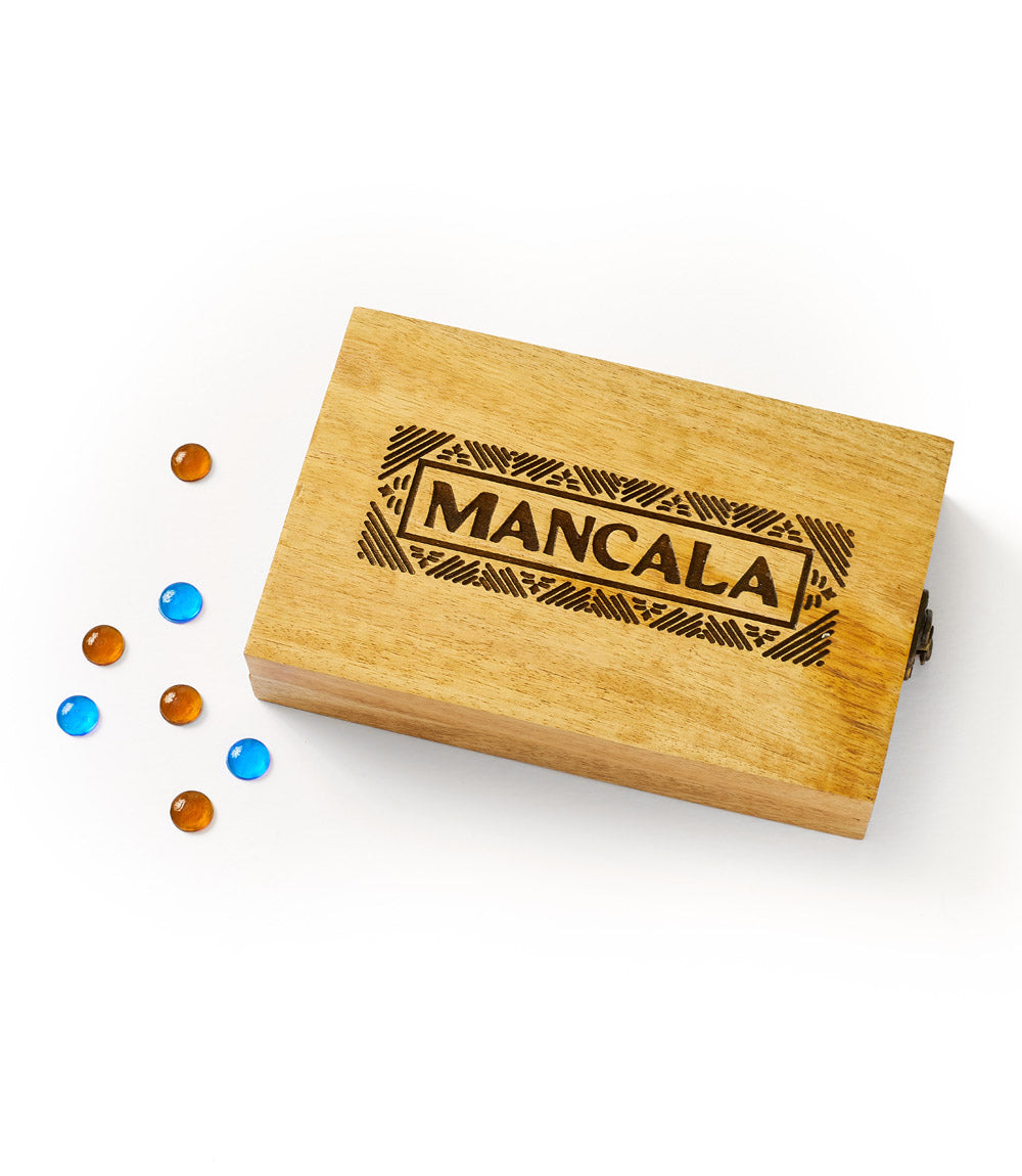 Mancala Wooden Game Set - Hand Carved Mango Wood