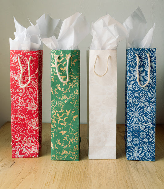 Recycled Paper Wine Gift Bag - Assorted Holiday