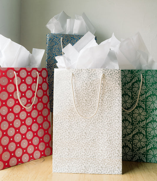 Recycled Paper Medium Holiday Gift Bag 7x3.5x10 - Assorted