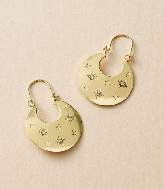 Sitara Starry Flat Hoop Earrings - Gold