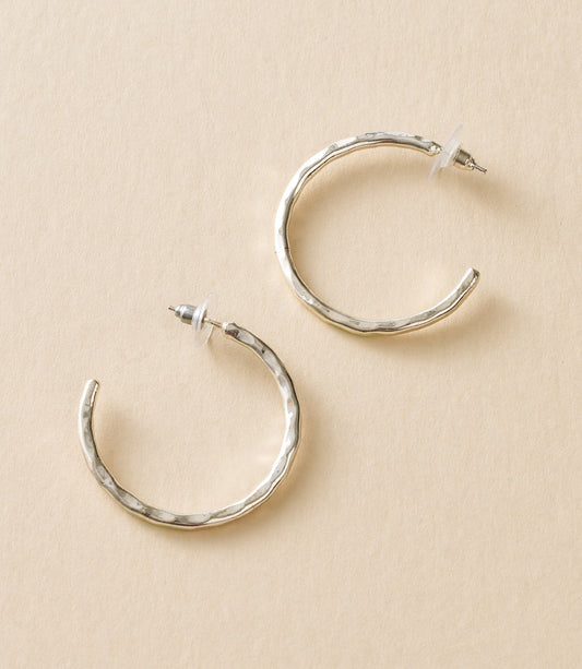 Bhavani Silver Hammered Hoop Earrings