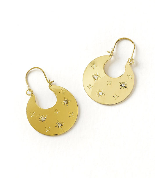 Sitara Starry Flat Hoop Earrings