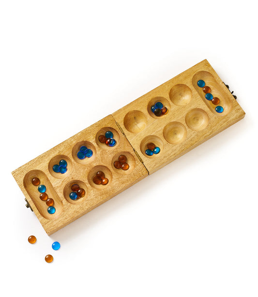 Mancala Wooden Game Set - Hand Carved Mango Wood