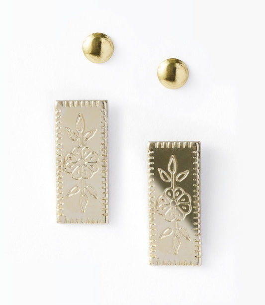 Haveli Etched Earring Set, Set of 2