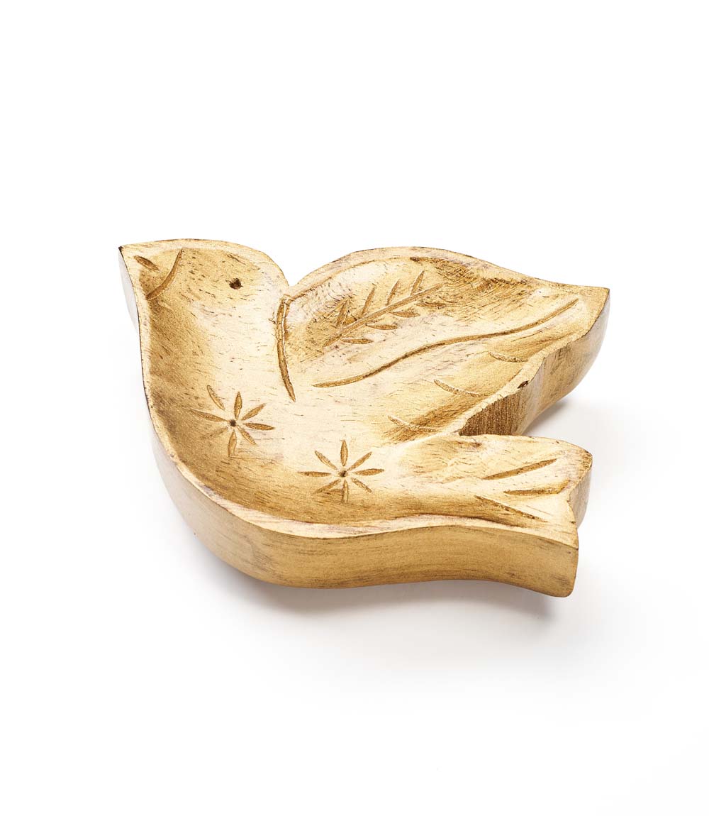 Chamak Bird Trinket Dish - Metallic Painted Wood