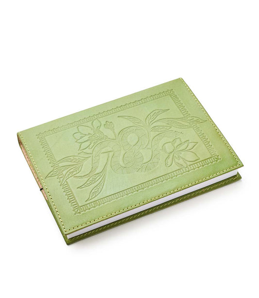 Snake Embossed Green Leather Journal - Refillable Notebook