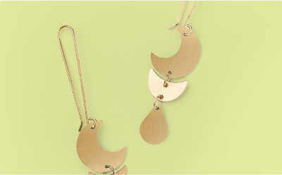 Rajani Moon Phase Gold Drop Earrings |  | Matr Boomie