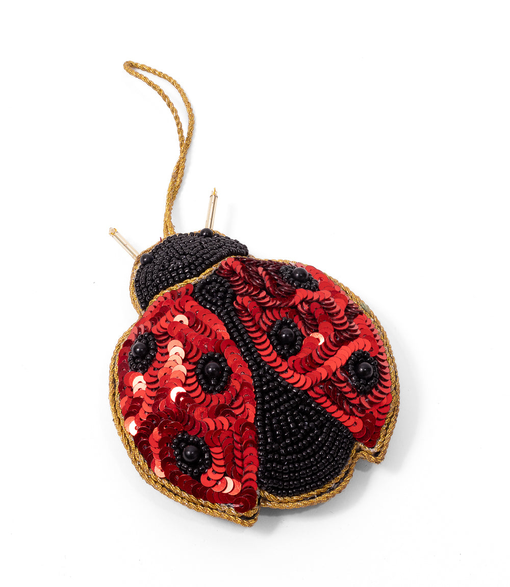 Larissa Plush Ladybug Felt Ornament - Embroidered