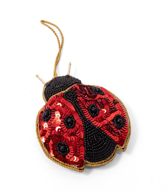 Larissa Plush Ladybug Felt Ornament - Embroidered