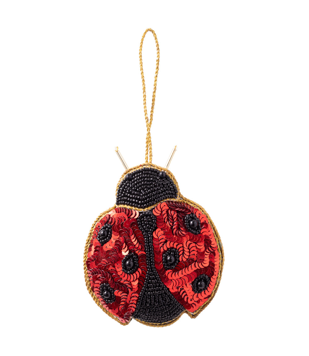 Larissa Plush Ladybug Felt Ornament - Embroidered