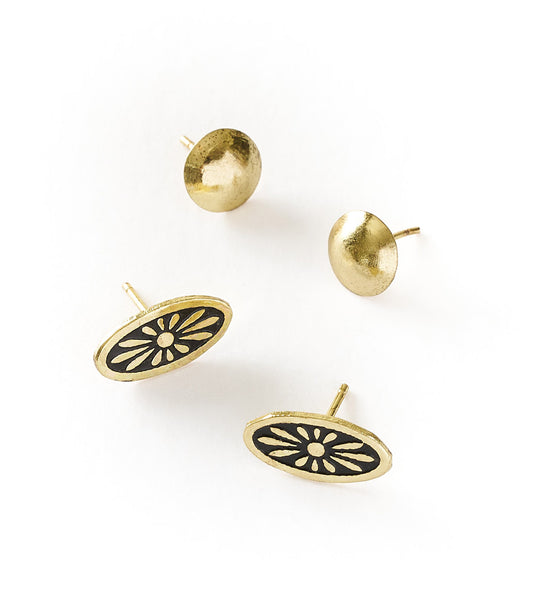 Nisha Ball and Oval Stud Earrings