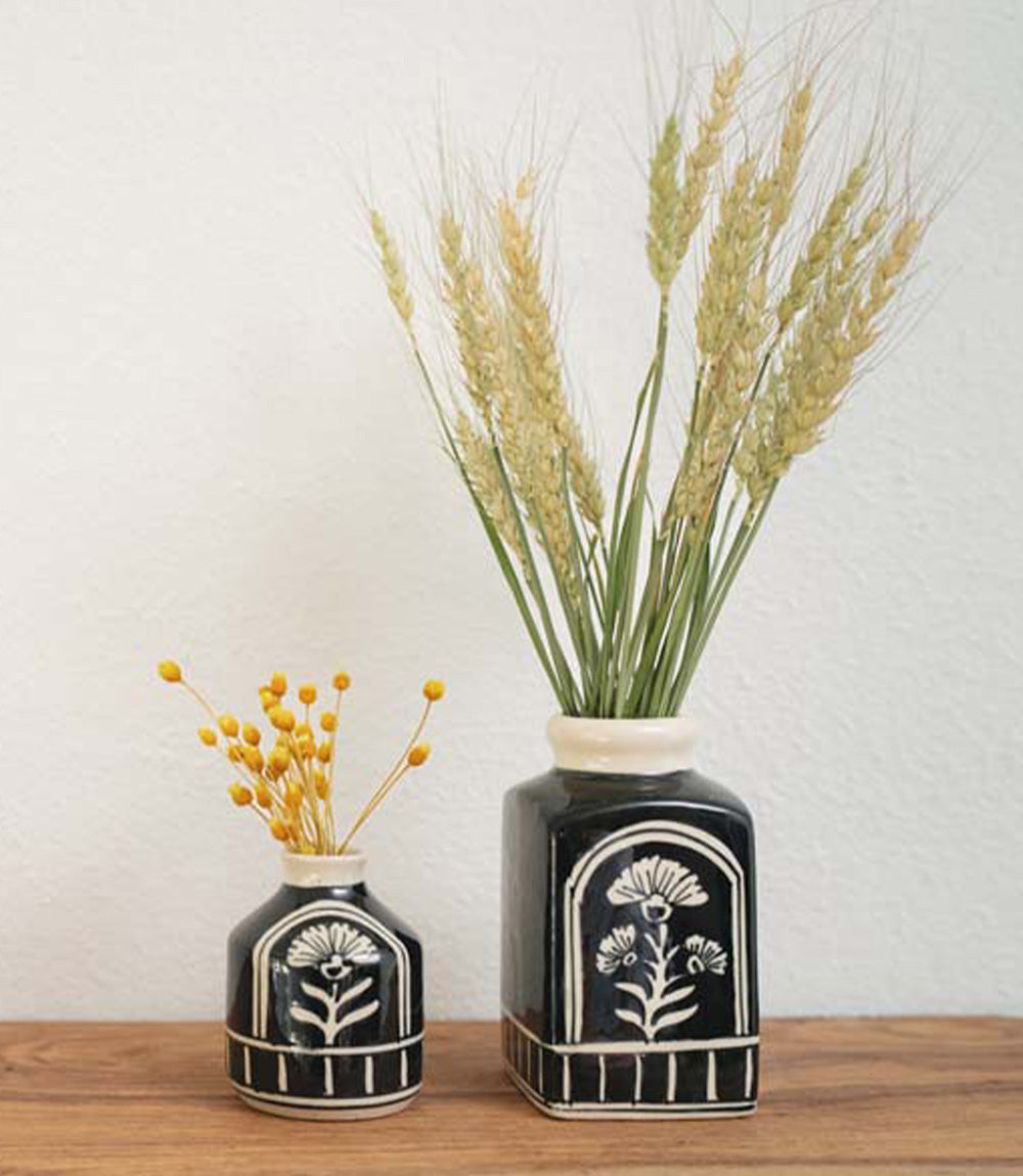 Koyala Small Floral Vase - Hand Painted Ceramic