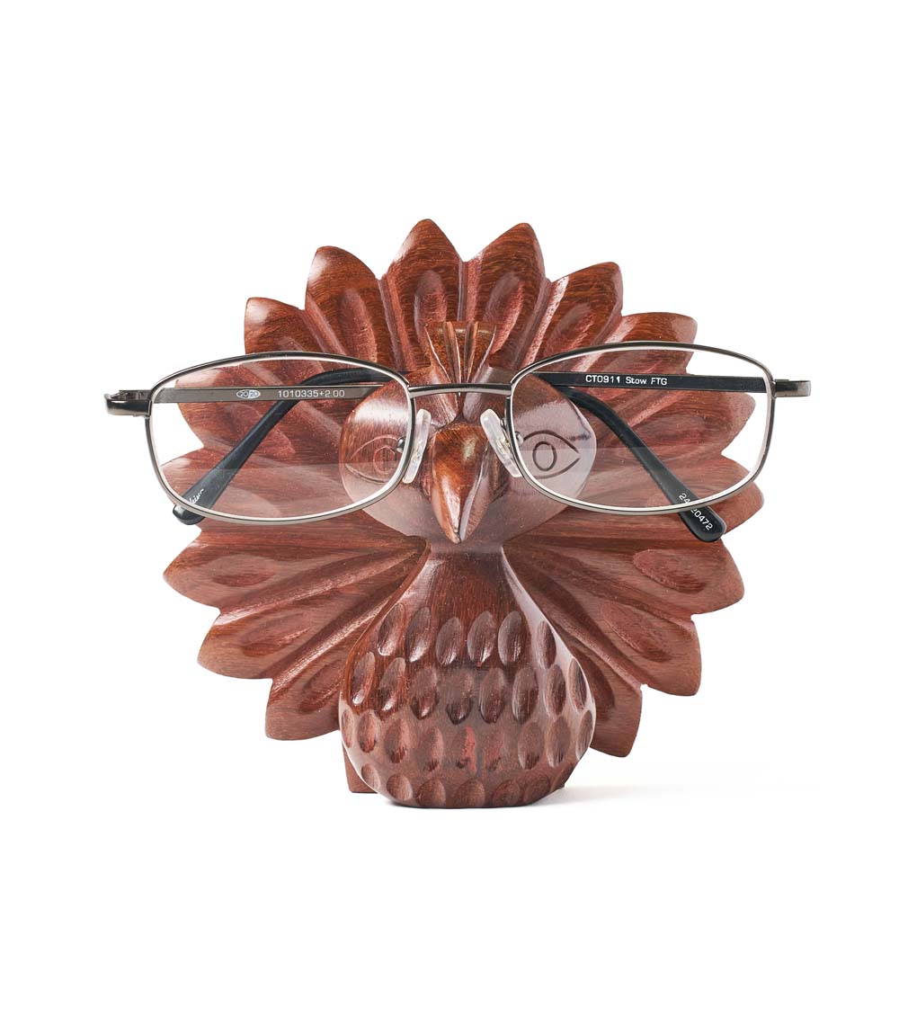 Peacock Glasses Holder Stand - Handcrafted Wood