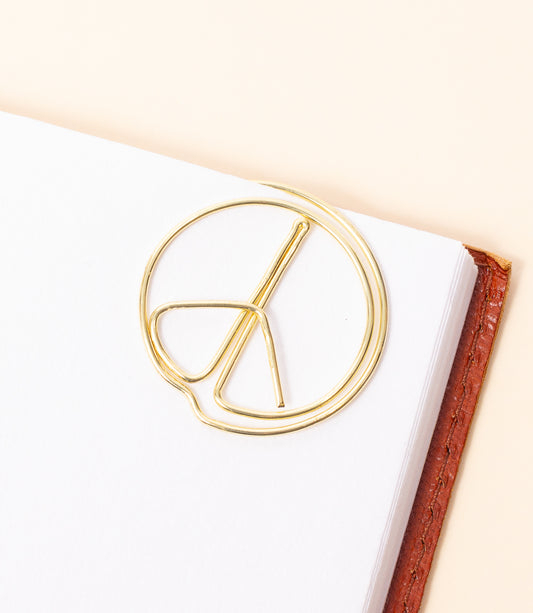 Kitaab Peace Sign Wire Bookmark - Gold-tone