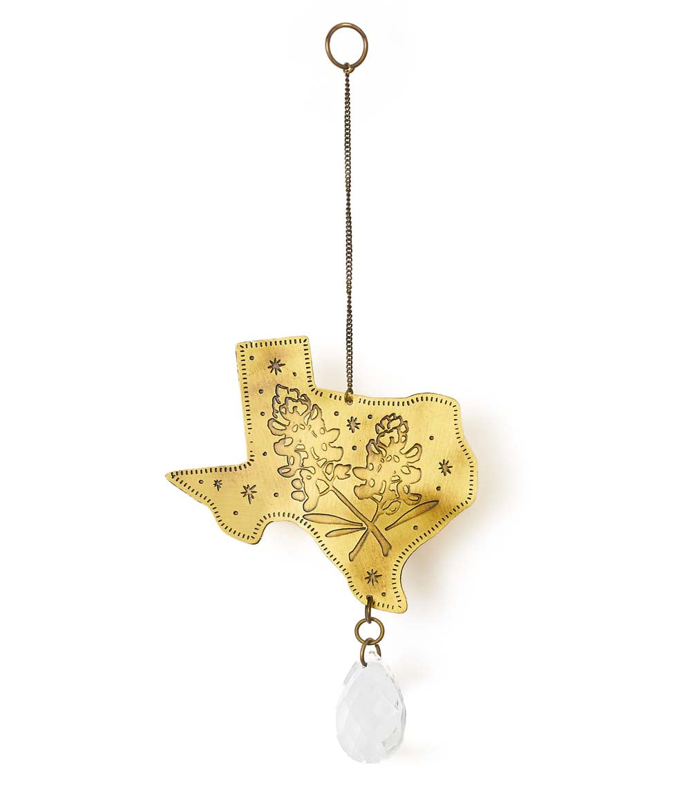 Texas Bluebonnet Engraved Brass Suncatcher