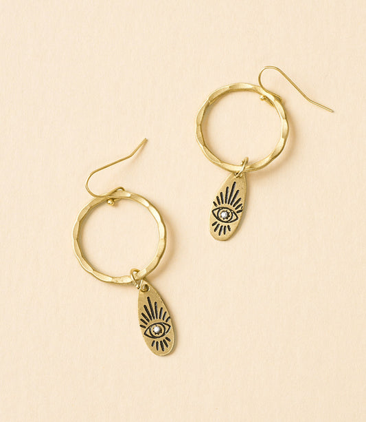 Ruchi Evil Eye Charm Hoop Earrings