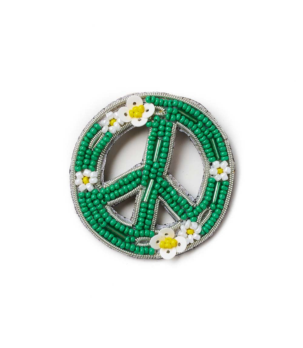 Bala Mani Beaded Peace Brooch Pin - Handmade