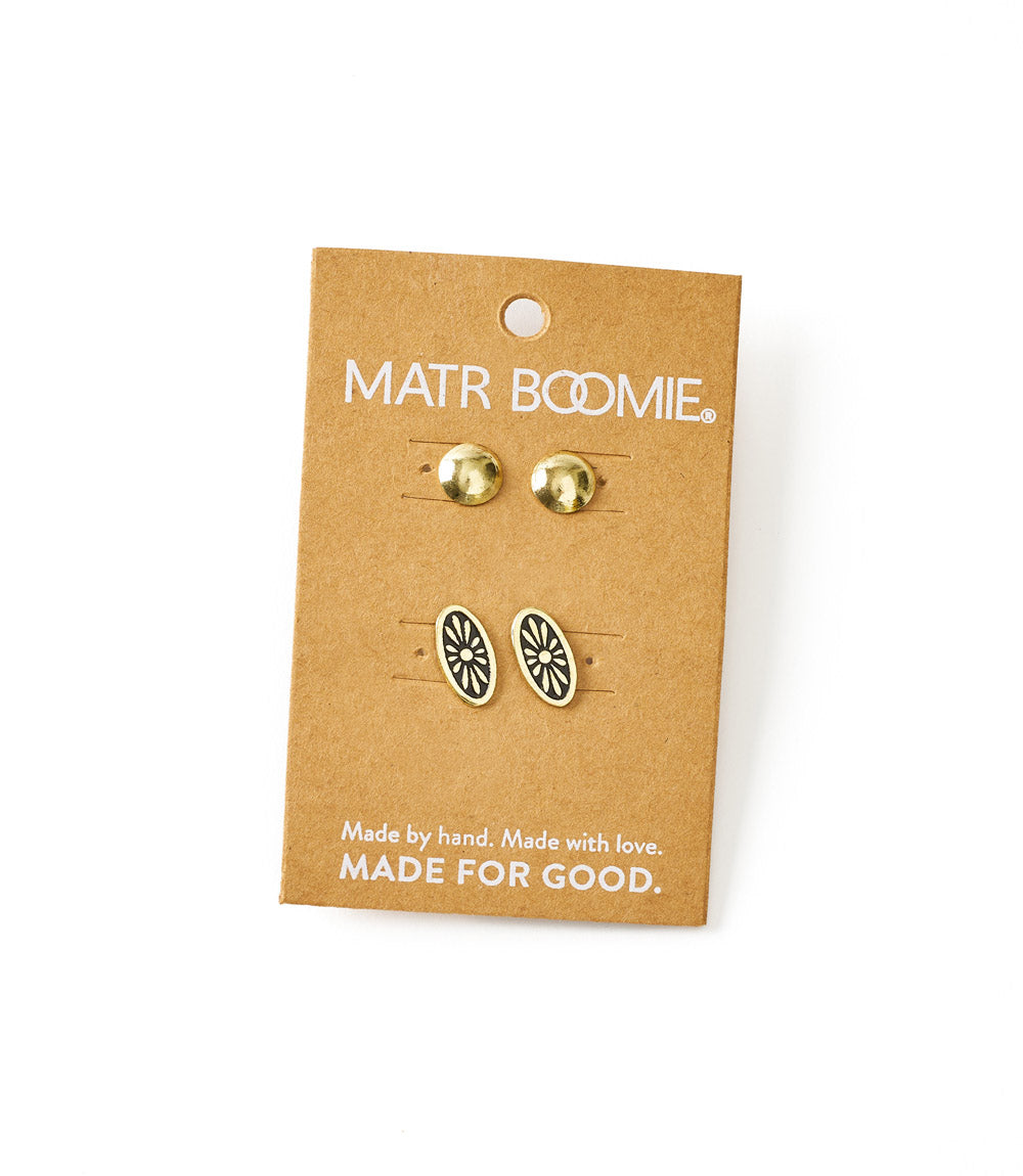 Nisha Ball and Oval Stud Earrings