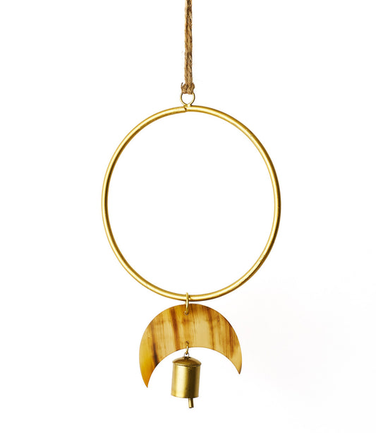 Chayana Orbit Moon Wind Chime - Carved Horn, Hand Tuned