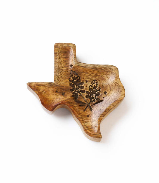 Texas Bluebonnet Trinket Dish - Mango Wood