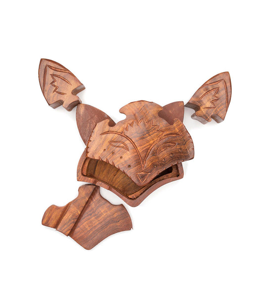 Fox Face Puzzle Box - Hand Carved Sustainable Wood