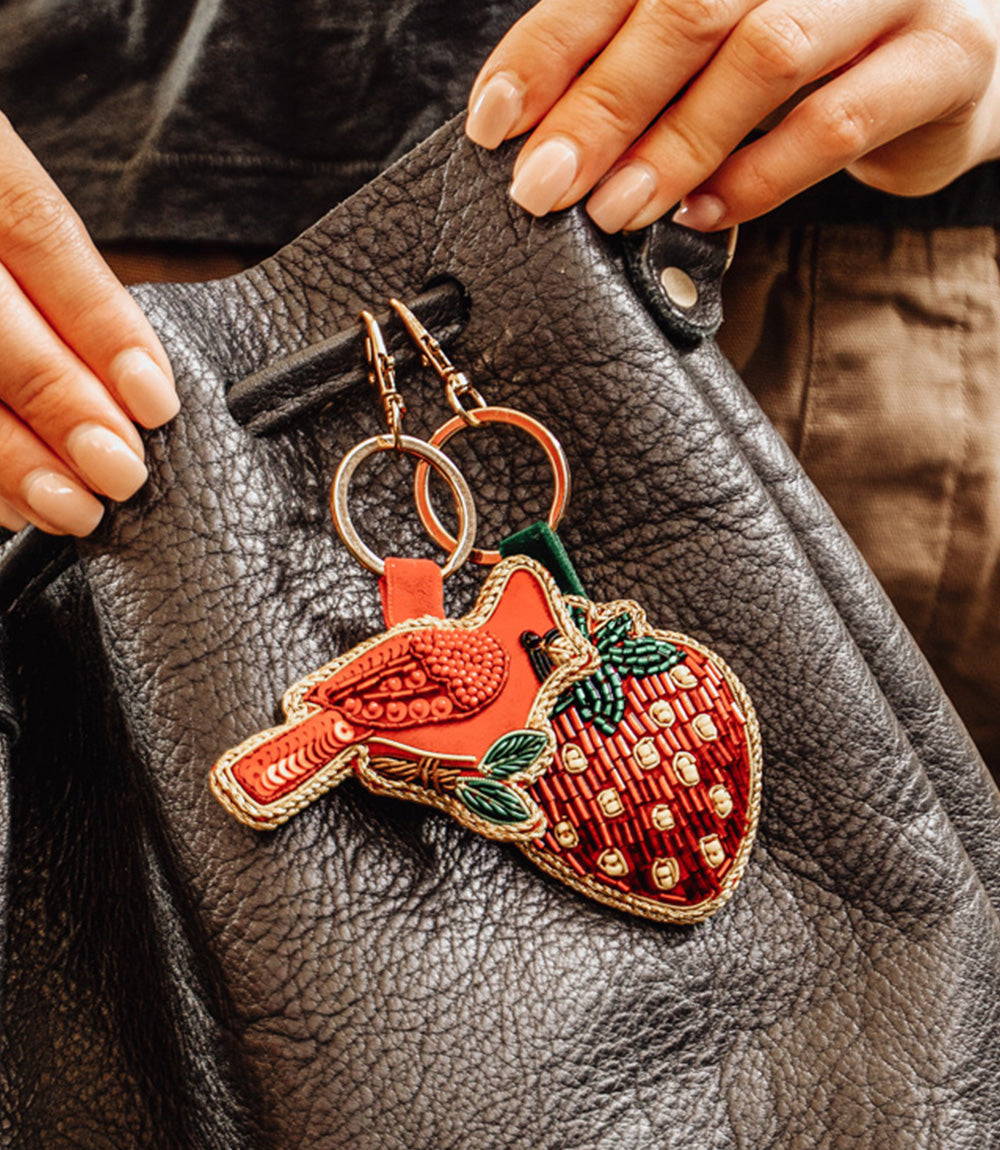 Raksha Strawberry Bag Charm Keychain