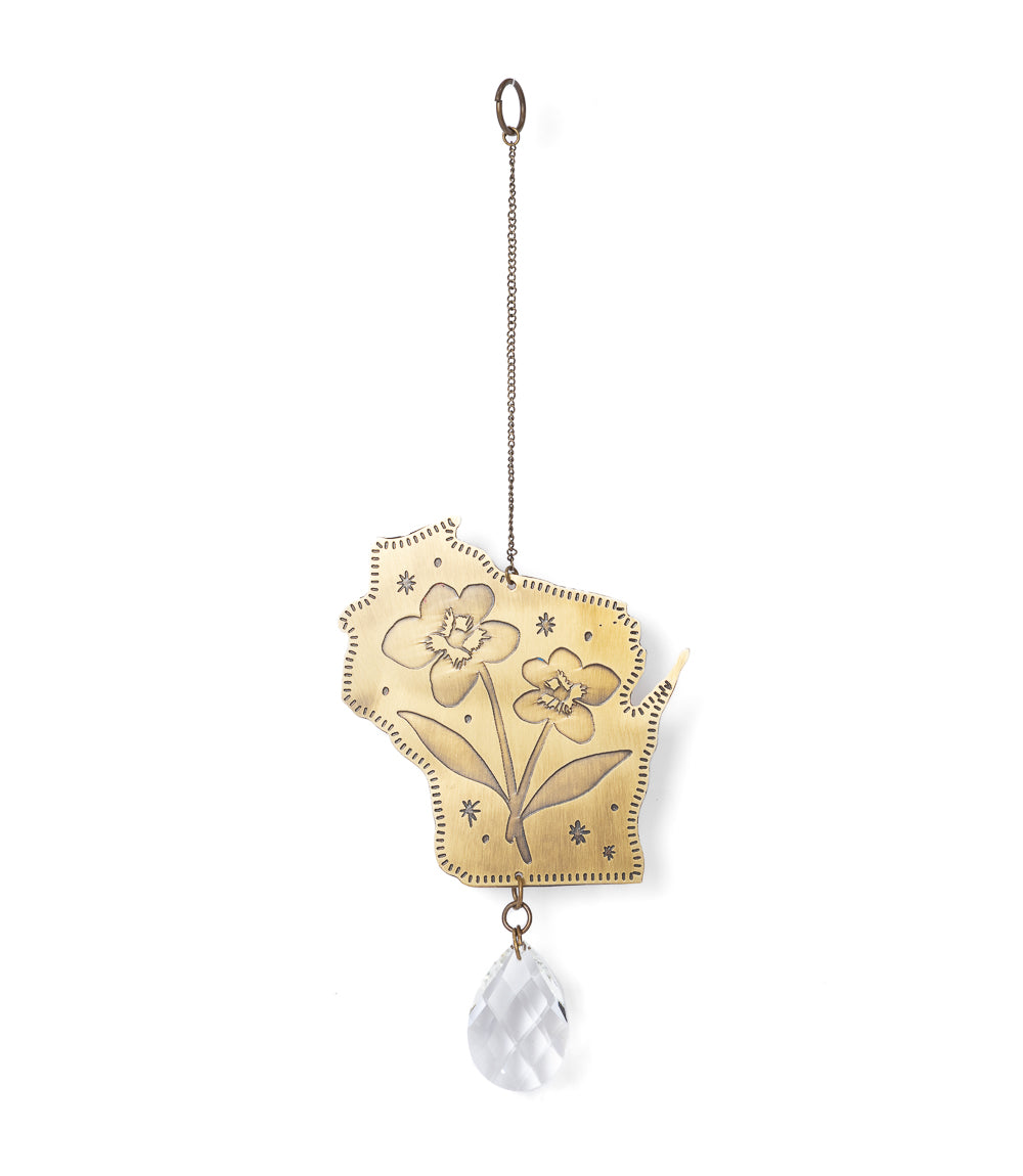 Wisconsin State Violet Engraved Suncatcher