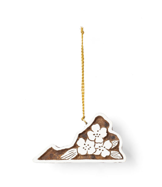 Virginia State Dogwood Ornament - Hand Carved State Flower