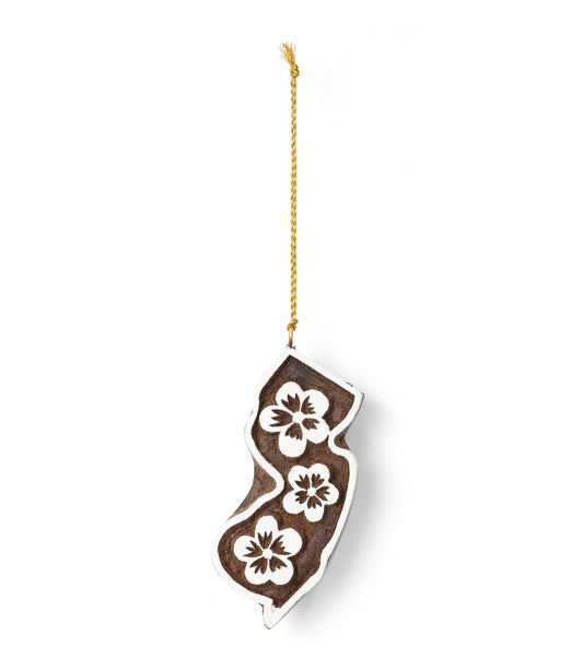 New Jersey State Violet Ornament - Hand Carved State Flower